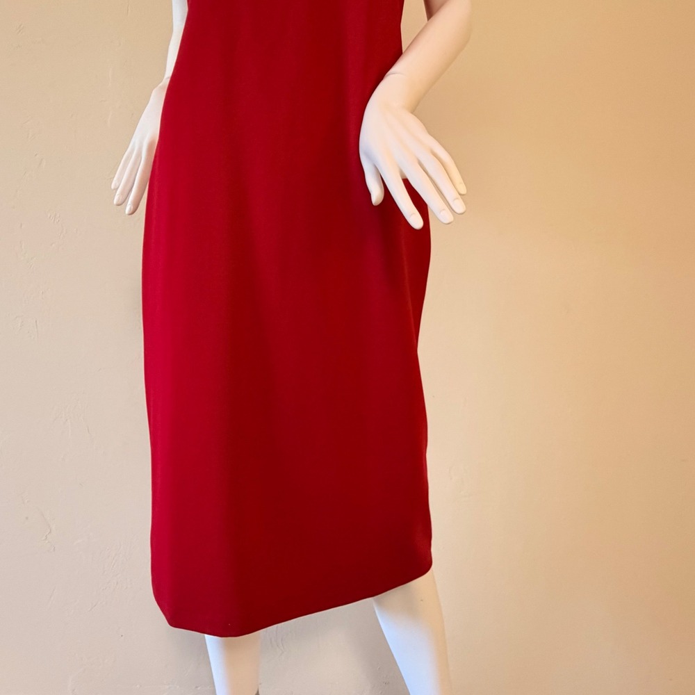 J.McLaughlin Devonshire Dress Holiday Red‎ Sleeveless Sheath Midi Womens Size M - Picture 3 of 10